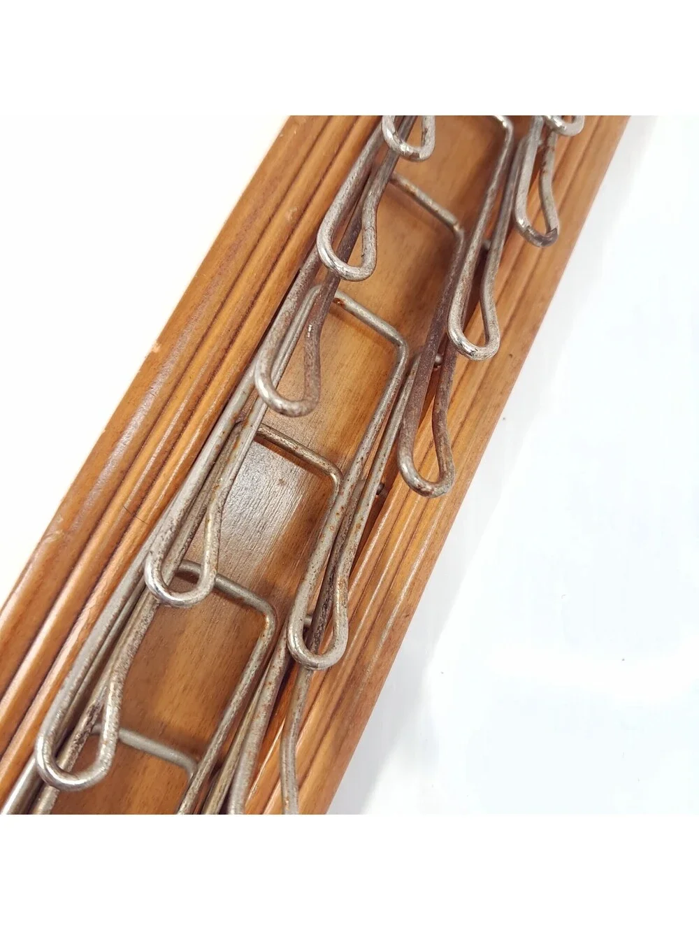 Vintage Tie Rack Belt Rack Tie Organizer Wood metal 13 Hooks organizer wall hook